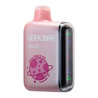 Juicy Peach Ice Geek Bar Pulse Vape Flavor - a refreshing and fruity e-liquid with a hint of menthol, perfect for a satisfying vaping experience