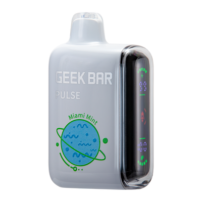 Close-up image of the Miami Mint Geek Bar Pulse Vape Flavor, a refreshing and minty e-liquid for vaping enthusiasts