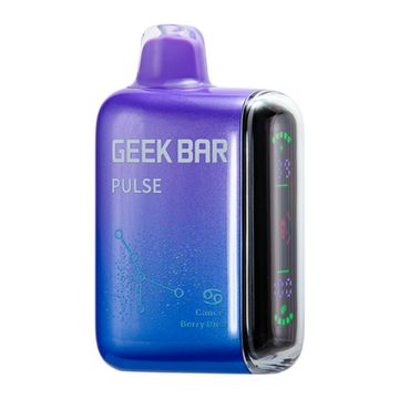 A close-up image of the Cancer Berry Bliss Flavor Geek Bar Pulse Vape Zodiac Edition, featuring a sleek design and vibrant colors