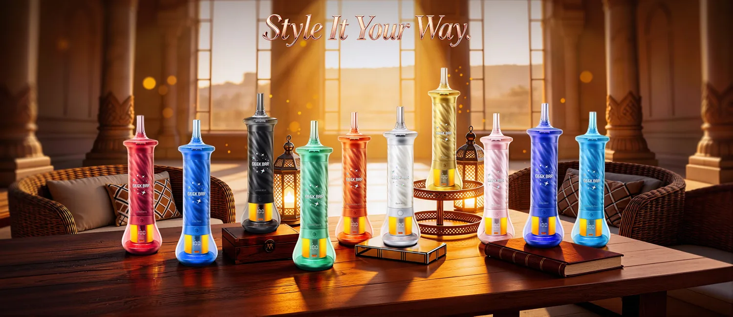 Geek Bar Burj 80K DTL shisha vape lineup — 10 colors and flavors