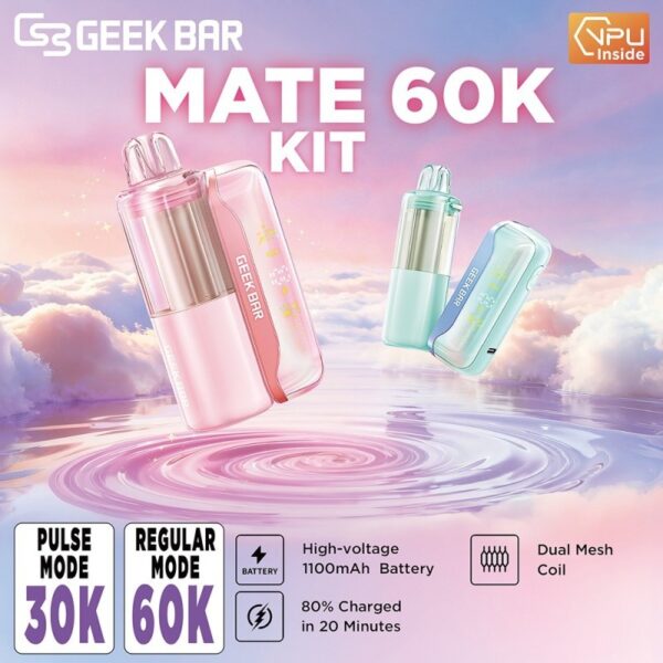 Geek Bar Mate 60K Kit with VPU Chip dual battery system and Dynamic Galaxy UI display