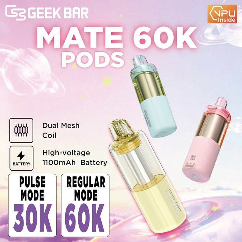 Geek Bar Mate 60K Pods with dual mesh coil and 1100mAh battery
