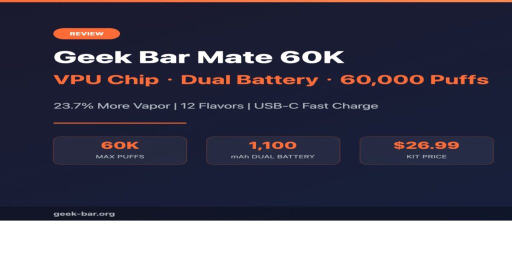 Geek Bar Mate 60K Review - VPU Chip dual battery 60000 puffs modular pod system